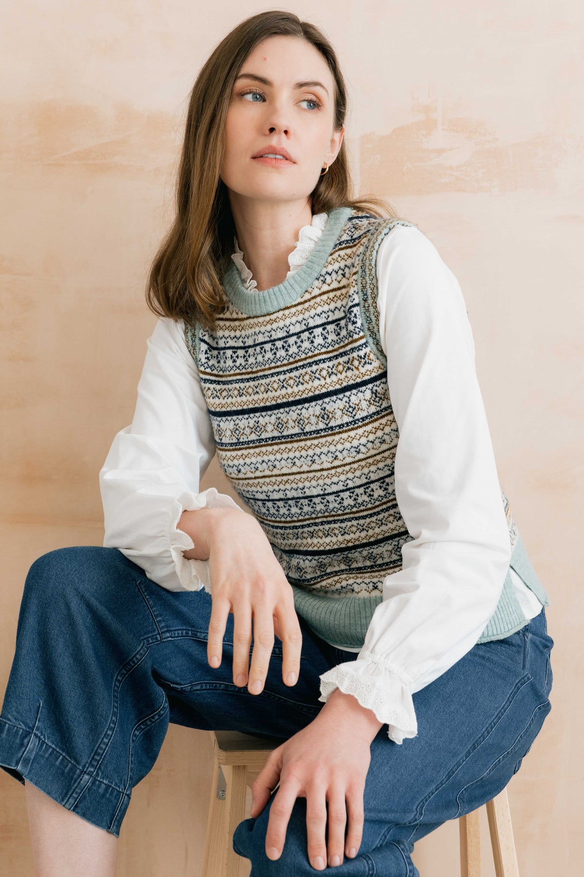 Joan Fair Isle Knitted Tank Mist - Lily & Me
